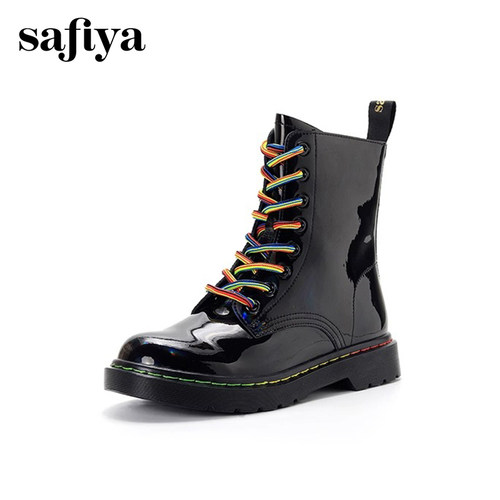 索菲娅时尚炫彩百搭英伦马丁靴女