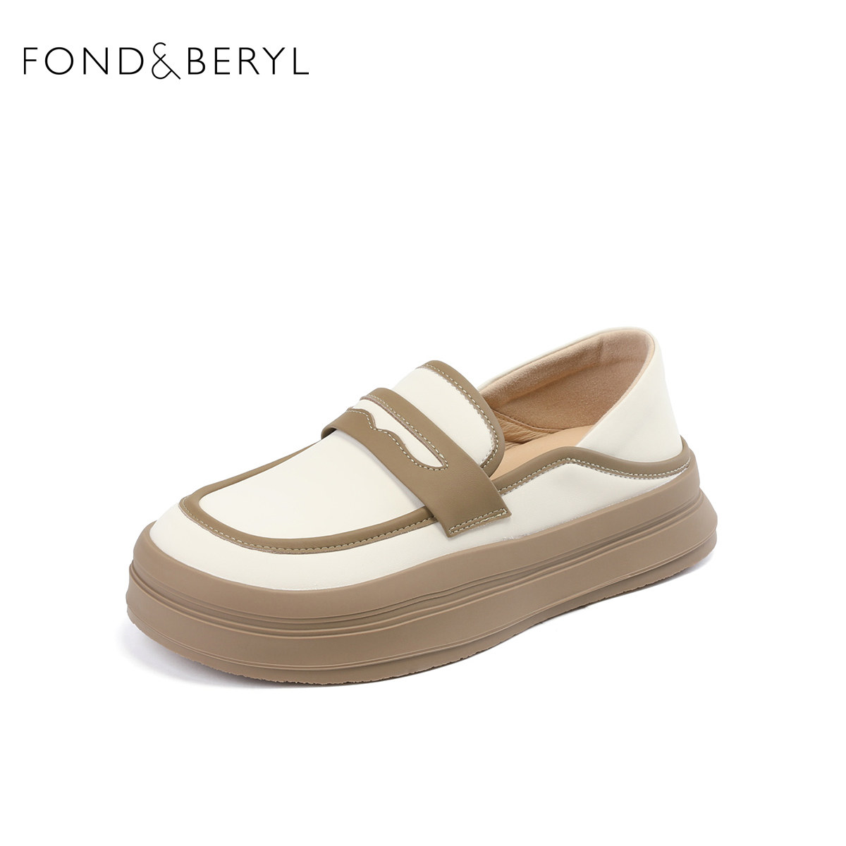 Fondberyl/菲伯丽尔春秋牛皮乐福鞋厚底小皮鞋单鞋女FB33111047,女鞋,乐福鞋（豆豆鞋）,淘宝优惠券,粉丝福利购,淘宝优惠卷