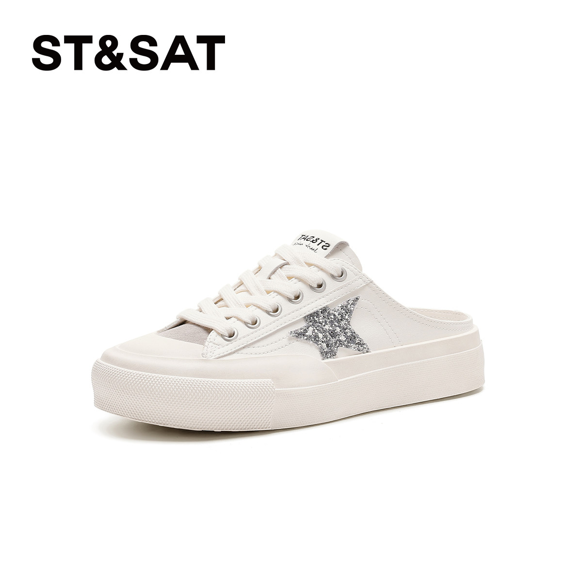 St&Sat/星期六春夏厚底增高休闲板鞋一脚蹬包头半拖女SSC1114B44,女鞋,包头拖,淘宝优惠券,粉丝福利购,淘宝优惠卷