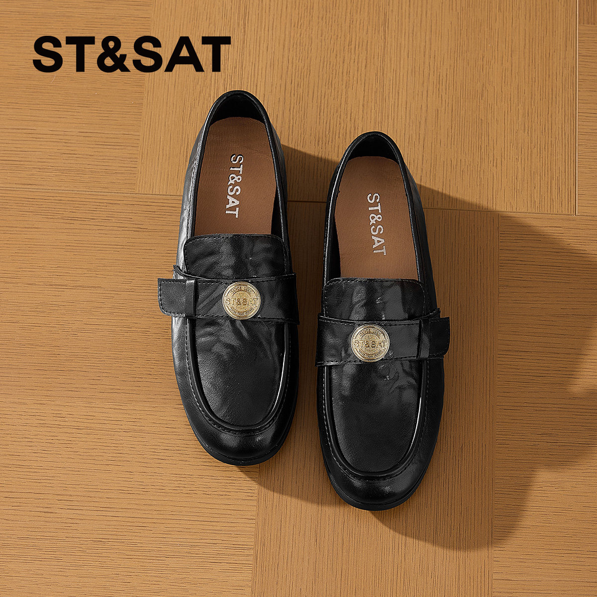 St&Sat/星期六春秋英伦小皮鞋低跟单鞋圆头乐福鞋女SSD2111CXS,女鞋,乐福鞋（豆豆鞋）,淘宝优惠券,粉丝福利购,淘宝优惠卷