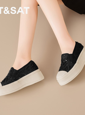 St&Sat/星期六春夏透气网面渔夫鞋亮片厚底休闲单鞋女SSD2111W0L