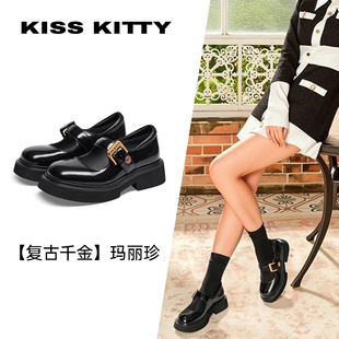 KISSKITTY春秋英伦复古厚底小皮鞋玛丽珍乐福鞋女鞋SA54558-37