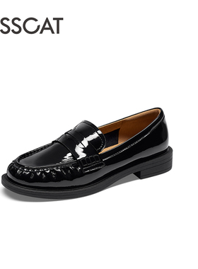 KISS CAT/接吻猫春秋牛皮乐福鞋低跟小皮鞋圆头单鞋女KA54132-53