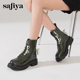 Safiya 索菲娅秋冬蝴蝶结侧拉链马丁靴圆头厚底短靴女SF24116109