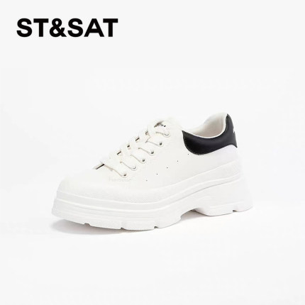 St&Sat/星期六春秋圆头系带厚底增高休闲运动单鞋女SS31112024