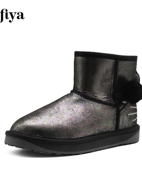 Safiya/索菲娅冬季新款保暖毛里雪地靴厚底套筒短靴女SF9411A073