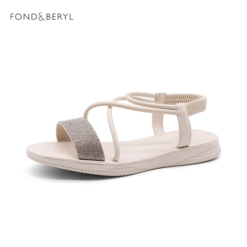Fondberyl/菲伯丽尔夏季圆头一字带露趾低跟平底凉鞋女FB22115055,女鞋,休闲凉鞋,淘宝优惠券,粉丝福利购,淘宝优惠卷