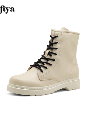 Safiya/索菲娅秋冬新款牛皮马丁靴圆头厚底系带短靴女SF24111911T