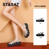 St&Sat 女SSC2115C5K 厚底增高休闲运动凉鞋 星期六夏季 水钻罗马鞋