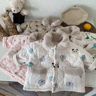 儿童睡衣冬季加厚款男女童保暖宝宝加绒三层夹棉小孩家居服套装