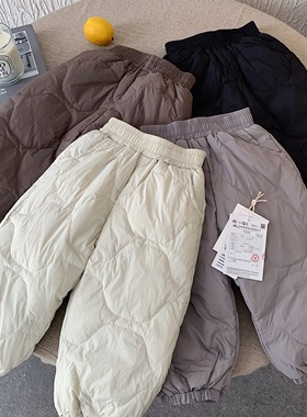 儿童羽绒裤男2025冬季新款小童棉裤子加厚潮宝宝纯色休闲裤女户外