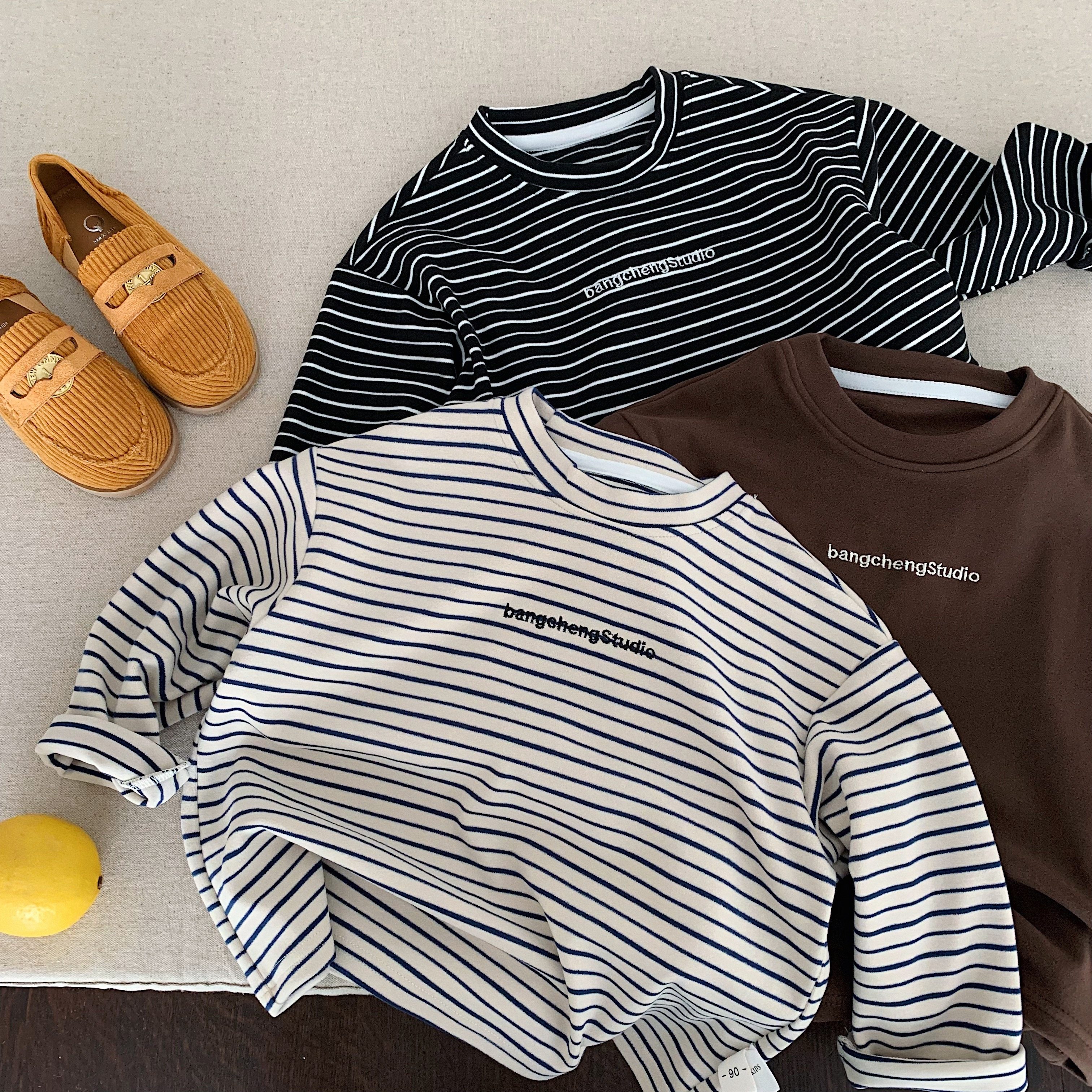 儿童条纹T恤男一体绒秋冬新款小童字母上衣弹力宝宝打底衫女加绒,童装/婴儿装/亲子装,T恤,淘宝优惠券,粉丝福利购,淘宝优惠卷