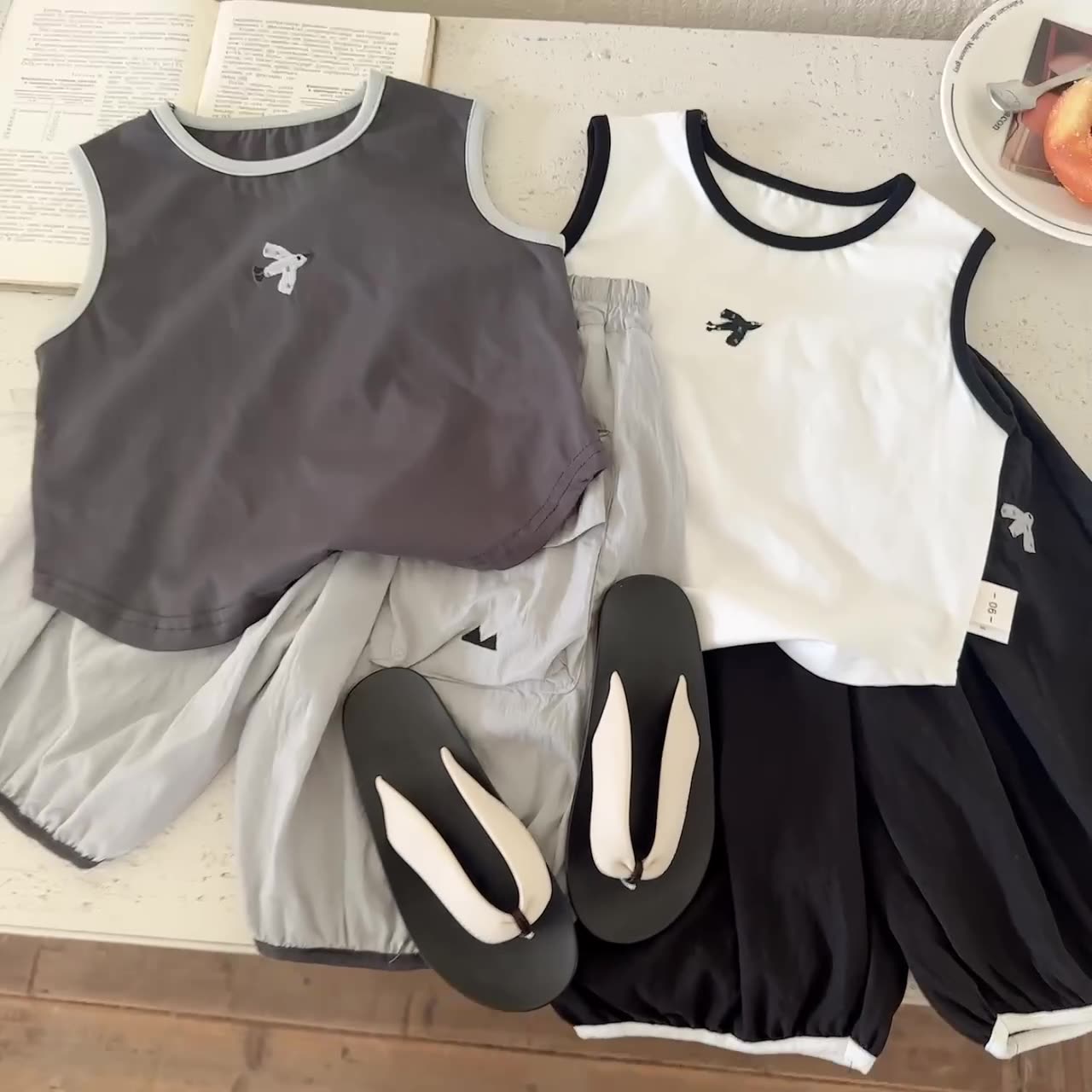 儿童套装男女童薄款两件套2025夏季新款宝宝纯色透气背心休闲短裤