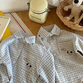 男童可爱上衣休闲潮宝宝小狗衬衣女韩版 儿童格子衬衫 春秋2024新款