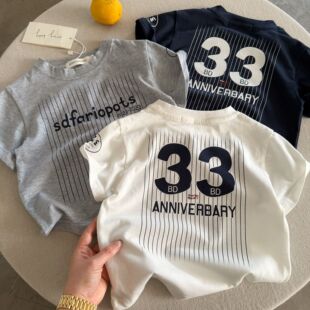 儿童短袖男2026夏季新款小童字母印花上衣宝宝休闲宽松T恤女薄款