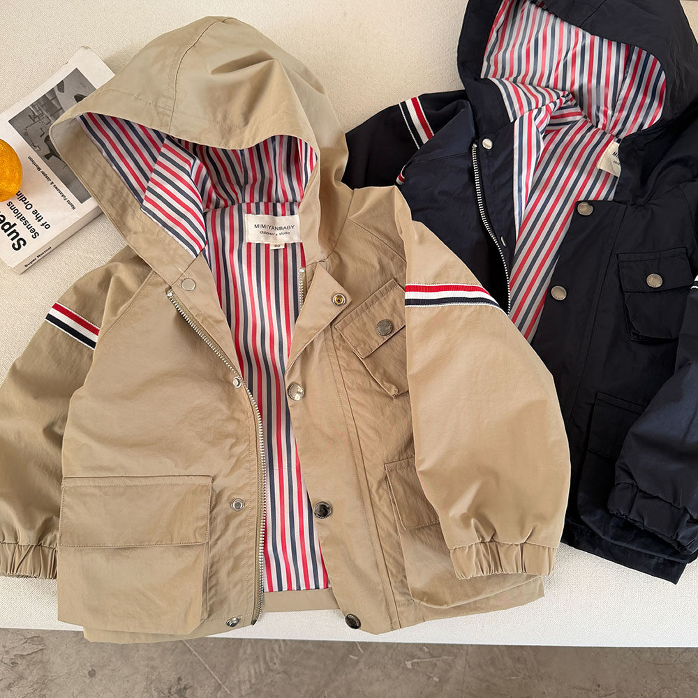 儿童工装外套男春秋2026新款小童纯色上衣宝宝口袋连帽外套女洋气,童装/婴儿装/亲子装,普通外套,淘宝优惠券,粉丝福利购,淘宝优惠卷