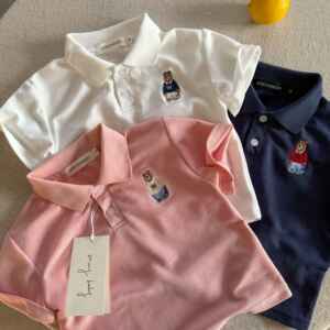 儿童POLO衫短袖2025夏新款男女童小熊上衣薄款宝宝polo领T恤透气
