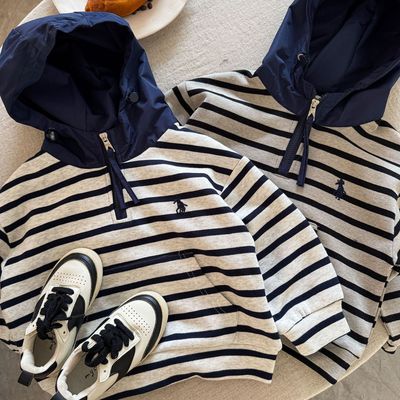 不二妈条纹连帽卫衣秋季韩版帅气
