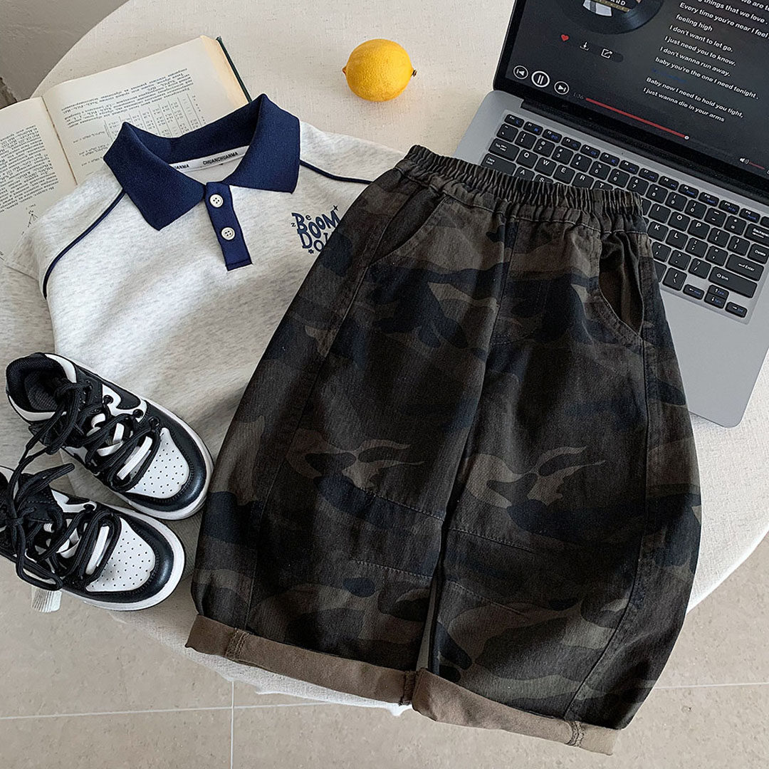 儿童迷彩裤男2026春秋新款小童户外长裤潮范宝宝直筒休闲裤女洋气