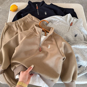 两件套女洋气 宝宝纯色卫衣小童装 儿童卫衣套装 男简约2026春秋新款