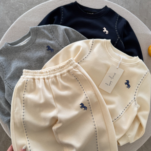 儿童卫衣套装春季2026新款男童潮牌卫裤个性宝宝春装两件套女洋气