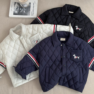 儿童棉服男2025秋冬新款 外套小童格子棉衣洋气潮宝宝tb棉袄女夹棉