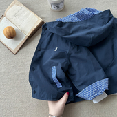 儿童连帽冲锋衣男2026春秋款 上衣潮牌宝宝纯色外套女洋气 小童开衫