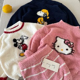 宝宝家居服两件套软 男童女童卡通睡衣裤 儿童家居套装 加绒秋冬新款