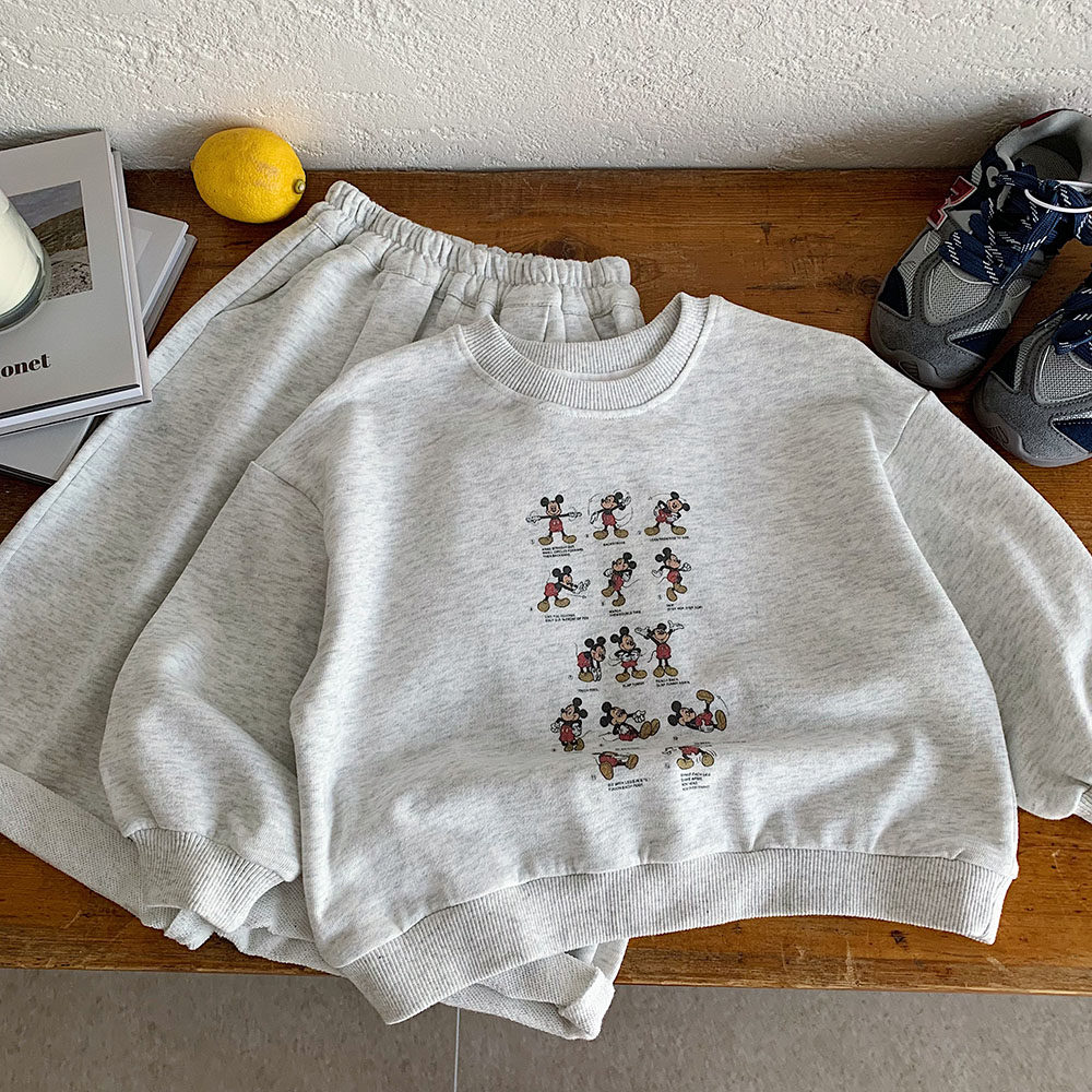 儿童卫衣套装男洋气2026秋新款小童卡通卫裤宝宝春装两件套女纯棉