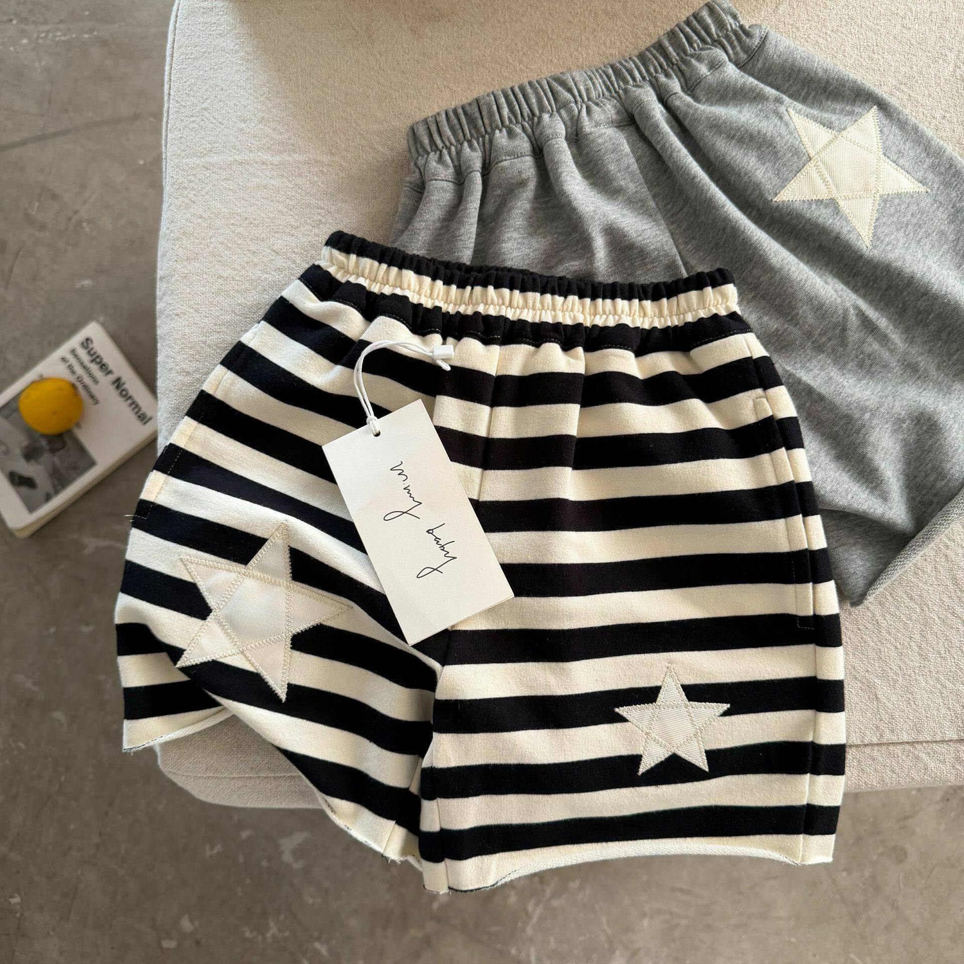 儿童条纹短裤男薄款2026夏季款小童星星五分裤纯棉宝宝中裤女透气