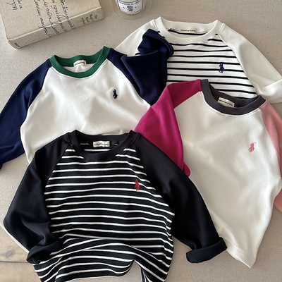 不二妈韩版长袖撞色T恤加厚潮牌