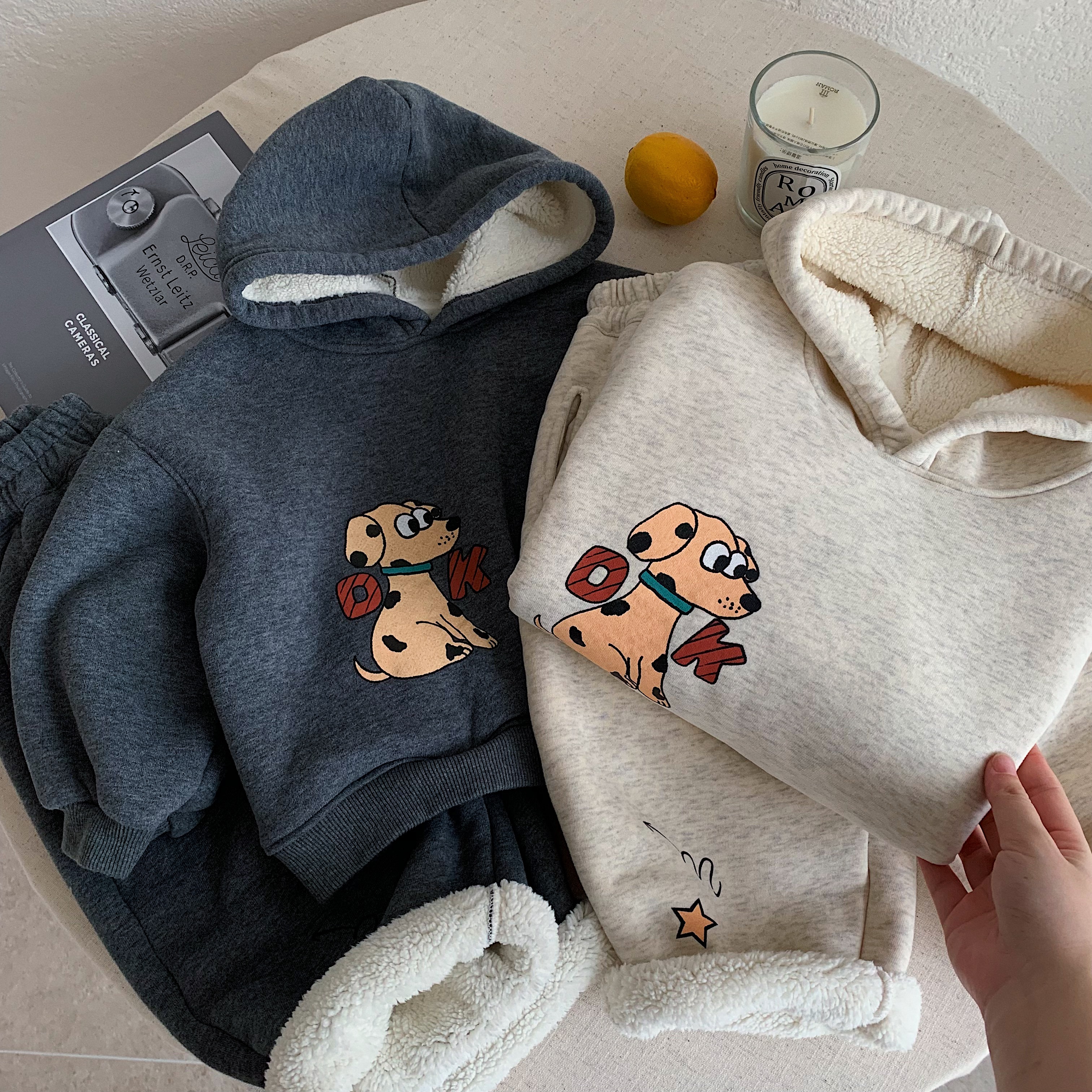 不二妈加绒卡通卫衣卫裤套装保暖