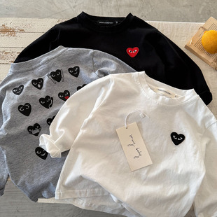 儿童T恤男长袖2026春秋新款小童装满印上衣宝宝潮牌打底衫女洋气