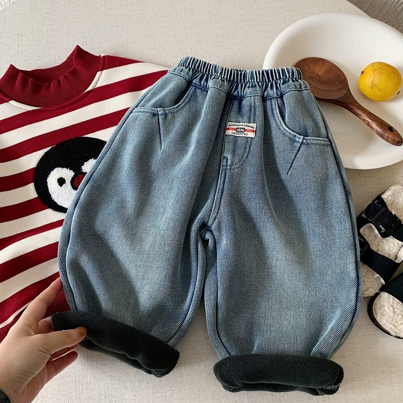 儿童加绒牛仔长裤男童女童韩版宽松休闲裤子秋冬保暖,童装/婴儿装/亲子装,裤子,淘宝优惠券,粉丝福利购,淘宝优惠卷