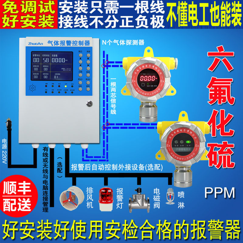 工业六氟化硫气体泄漏报警器有毒气体浓度检测仪探测器控制主机