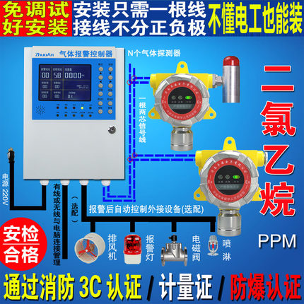 工业二氯乙烷气体报警器探头气体传感器控制主机浓度检测仪探测器