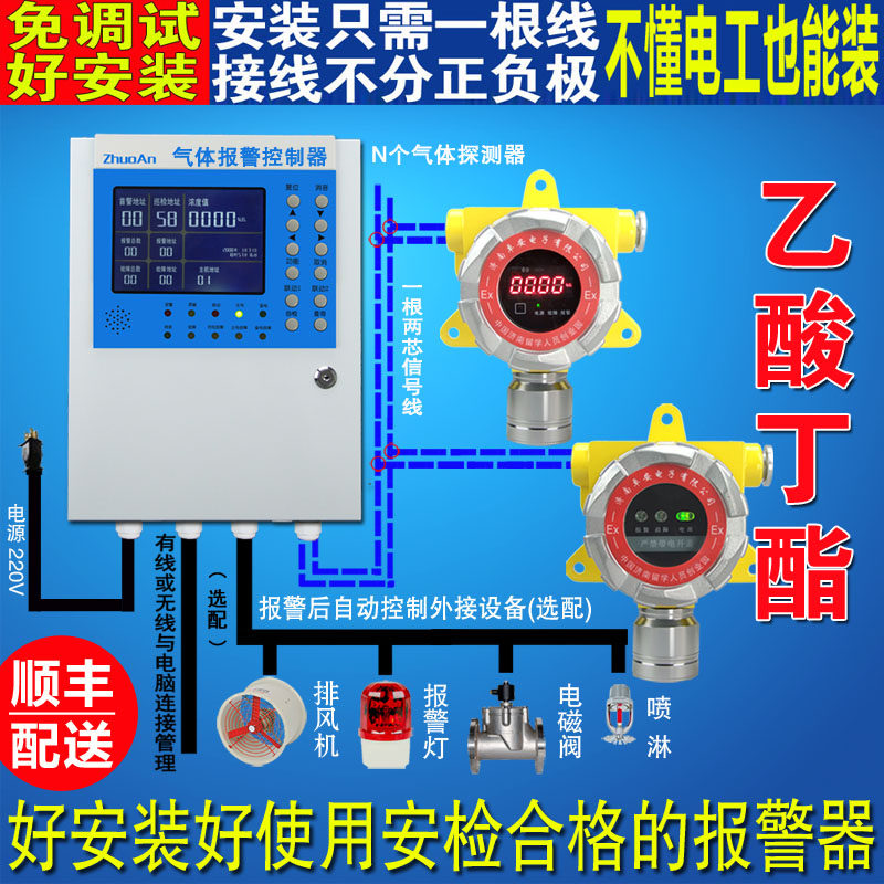 工业可燃气体乙酸丁酯泄漏报警器气体浓度检测仪探测器控制主机