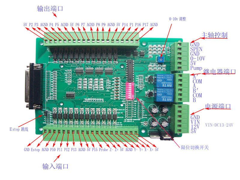 可控制变频主轴的MACH3数控接口板EMC2雕刻机DIY控制板