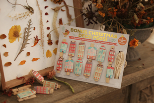 上R12 出口小物高逼格点缀生活 可爱卡图图案木质照片夹 一包12个