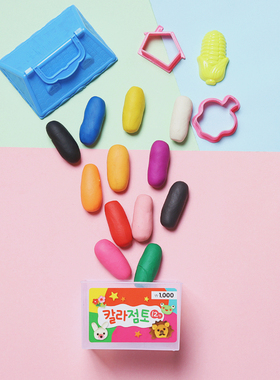 Q37 韩国DAN 孩子都喜欢 可手提包装 11色12根 彩泥玩具 模具套装