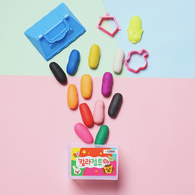 Q37 韩国DAN 孩子都喜欢 可手提包装 11色12根 彩泥玩具 模具套装