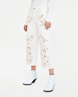 西班牙DAN 八分裤 早秋款 显瘦牛仔裤 炒鸡精致全钉珠刺绣 V75