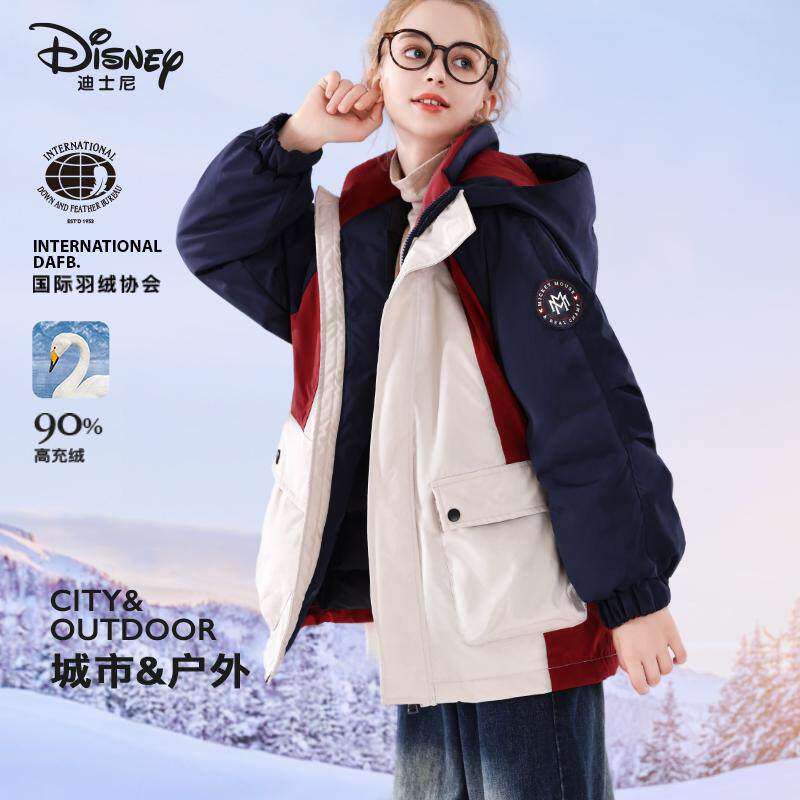 女孩冬季加厚白鸭绒连帽羽绒服