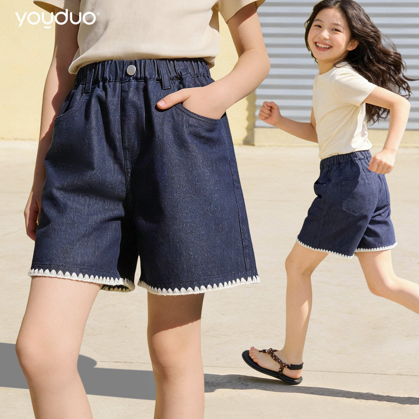 女童短裤2026夏季新款儿童牛仔5分裤中大童外穿平角短裤薄款夏装