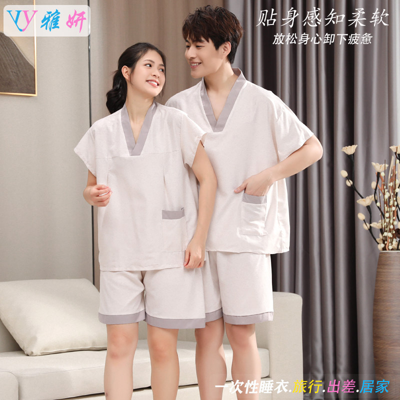 一次性浴服汗蒸服男女大码按摩桑拿服美容院睡衣旅行衣服浴袍套装图片