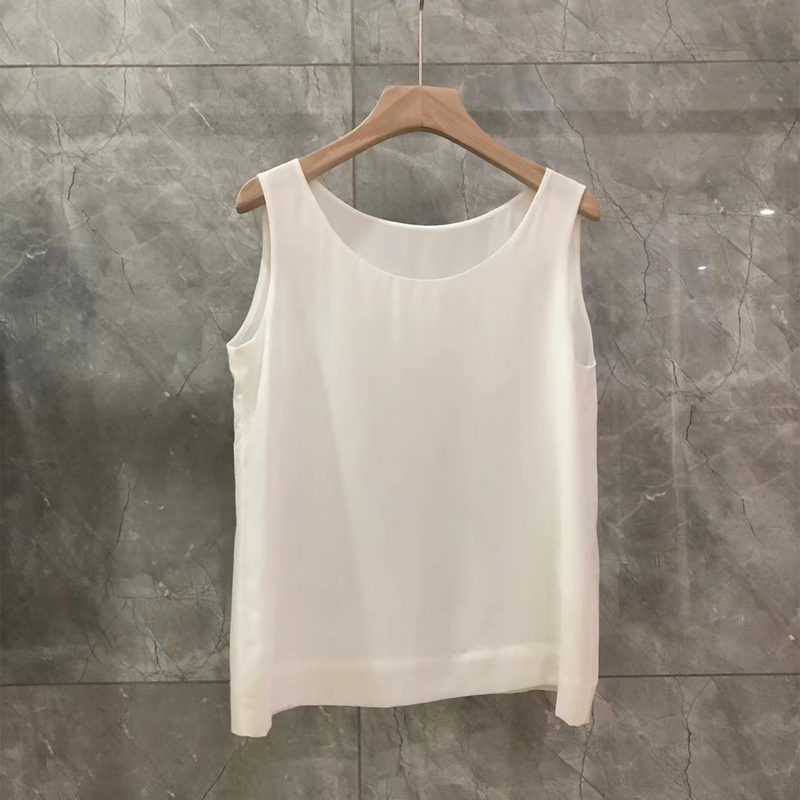 丁摩  夏季双层真丝背心春夏时尚百搭桑蚕丝打底上衣2W0039