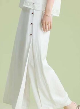 丁摩 新品新中式飘逸阔腿裤百搭休闲长裤20-15DB299240531