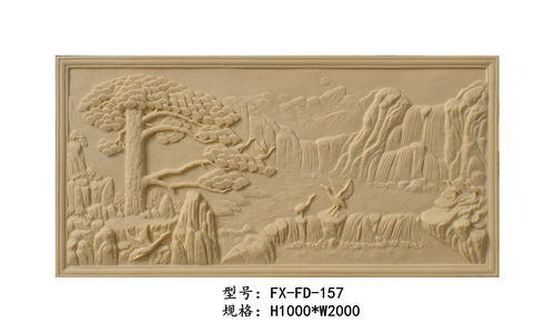 艺术砂岩立体浮雕迎客松F157电视浮雕背景墙玄关背景壁画
