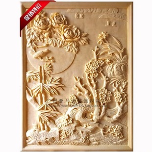 亚马逊砂岩立体浮雕梅花月夜图F070玻璃钢仿铜背景墙沙雕装 饰石材