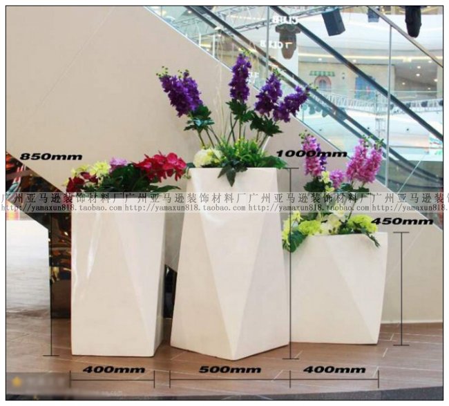 玻璃钢花盆A17 小区花盆商场花盆花草装饰花盆圆雕背景墙浮雕